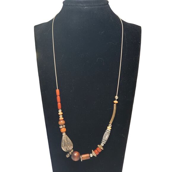 Avon Southwest Aztec Tribal Beaded Rust Brown Necklace 12" Broken - Picture 1 of 6